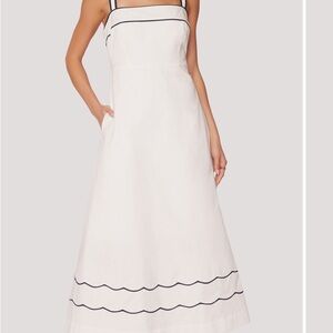 Lost + Wander White Maxi Dress with Black Trim